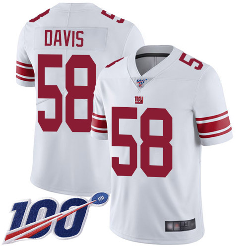 Men New York Giants 58 Tae Davis White Vapor Untouchable Limited Player 100th Season Football NFL Jersey